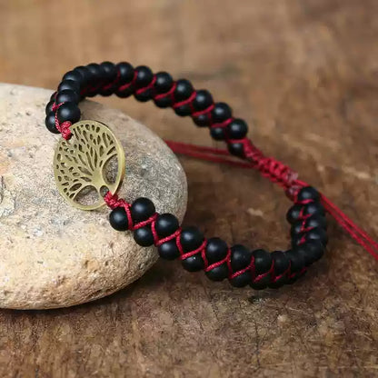 Pastel Reverie® Jasper Beaded Bracelet with Tree of Life Charm & Hand-Knotting
