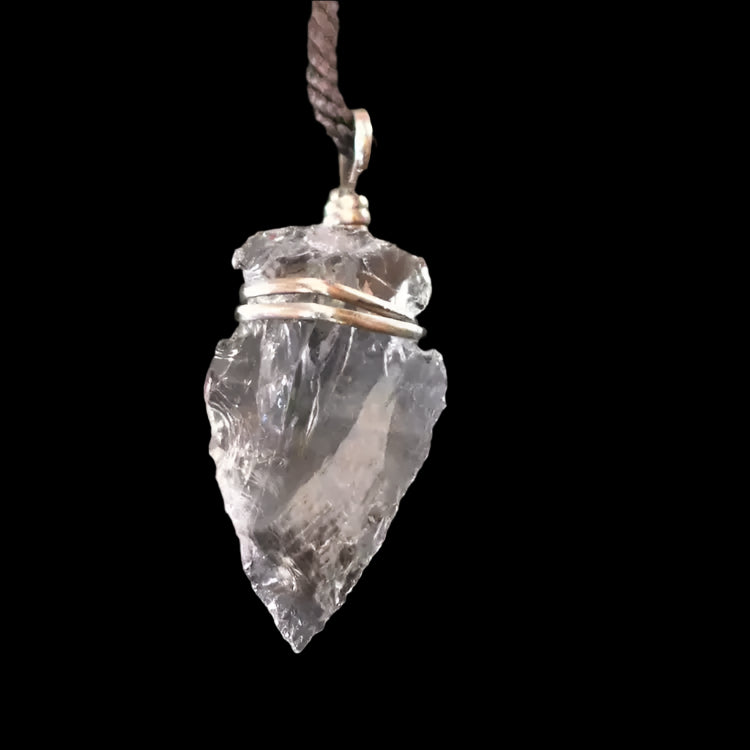 Natural Clear Quartz Arrowhead Pendant Necklace
