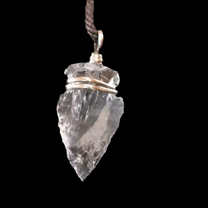Natural Clear Quartz Arrowhead Pendant Necklace