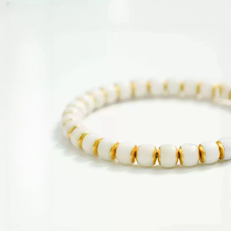 Temple Drill® White Bodhi Root Bead Bracelet