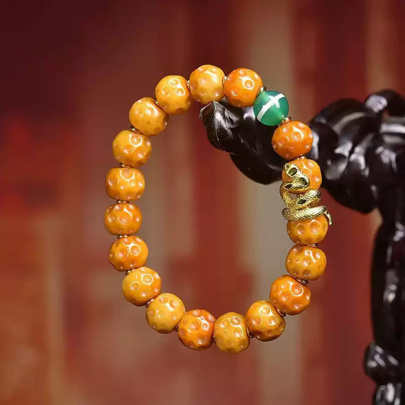 Circle of Life® Tibetan Yak Bone Bracelet with Snake Charm & Agate