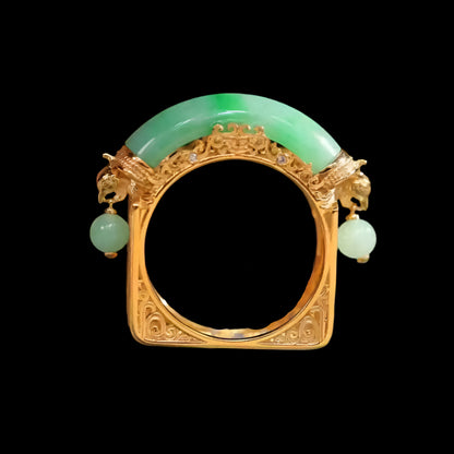 Garden of Empresses® Green Jade Saddle Ring
