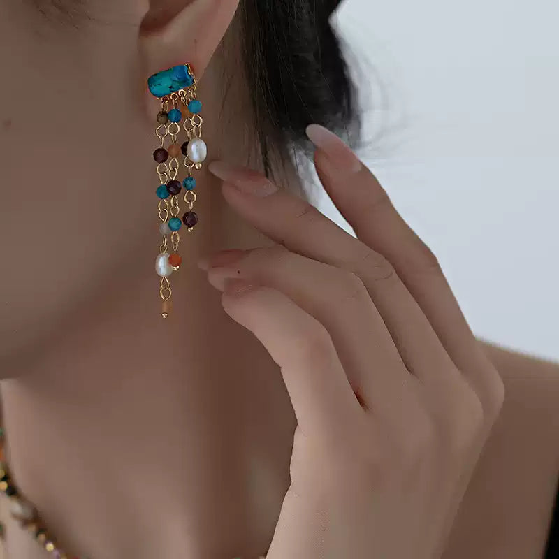 Pastel Reverie® Gemstone Beaded Tassel Earrings