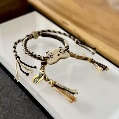 Funky Punky® Camel Bone Cat Gamepad Bracelet with Bronze Pharaoh Cat Charm