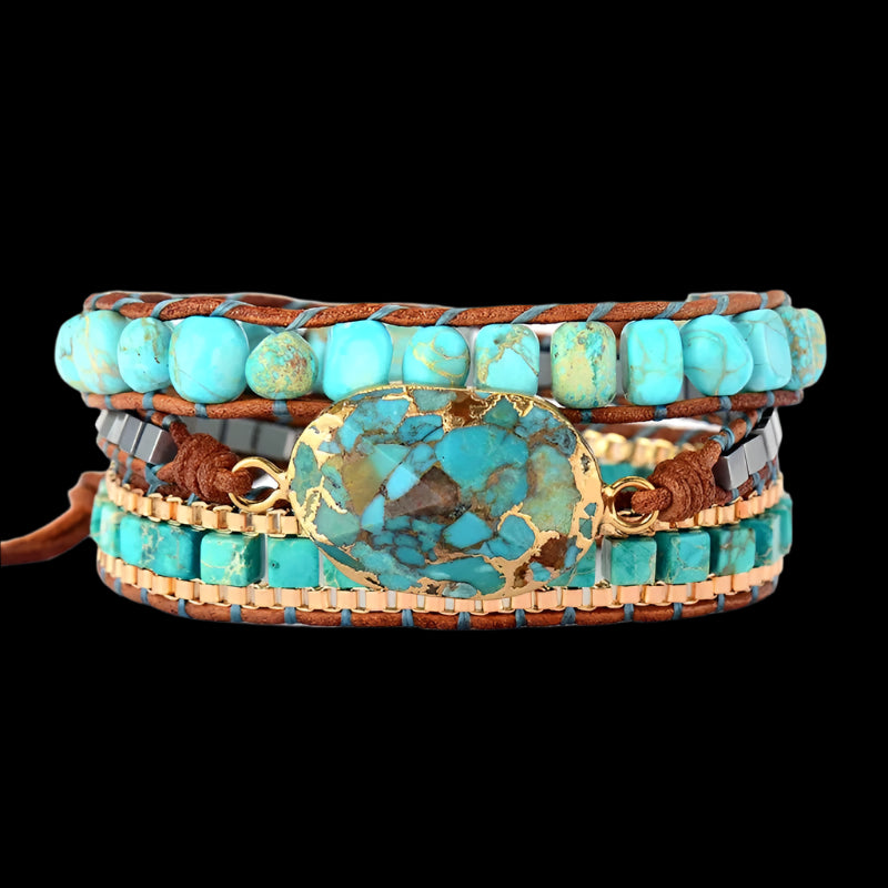 Tibetan Turquoise & Crystal Bracelet – Spiritual Protection & Healing