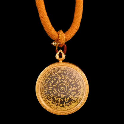 Tibetan Hand-Painted Six-Word Mantra Mandala Pendant