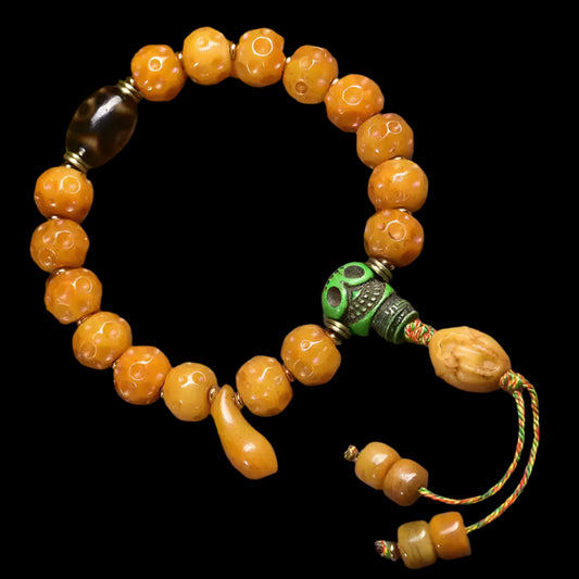 Circle of Life® Tibetan-Style Prayer Beads with Skull Charm and Dzi Accent