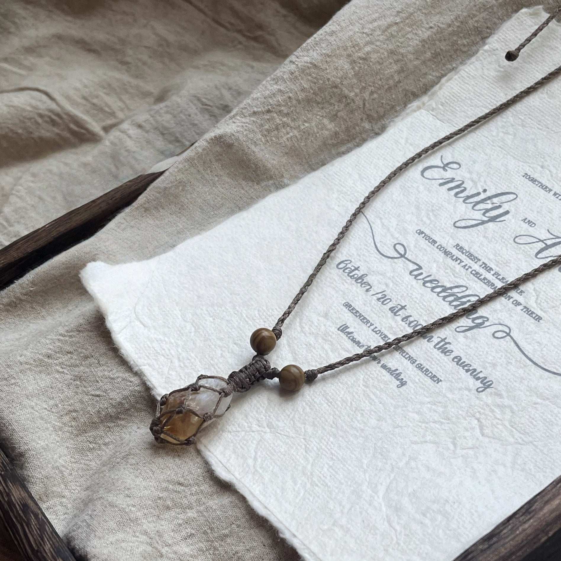 Natural Yellow Quartz Raw Crystal Pendant Necklace - Vintage Choker