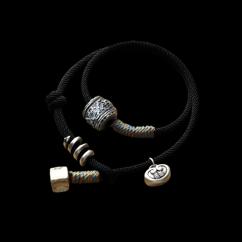 Handwoven Tibetan Bracelet with Six-Word Mantra – A Symbol of Peace and Blessings
