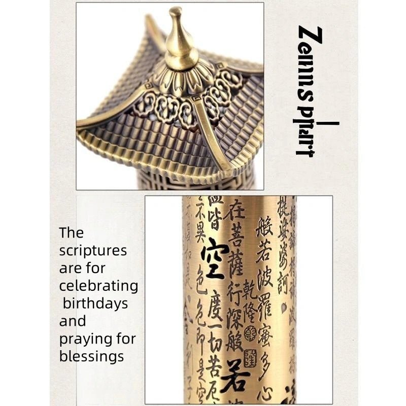 Heart Sutra Incense Burner - Metal Alloy Dome-Top Design for Meditation & Rituals