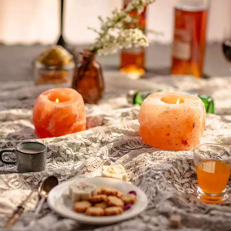 Himalayan Rose Rock Salt Candle Holder - Natural Pink Crystal for Relaxation & Wellness