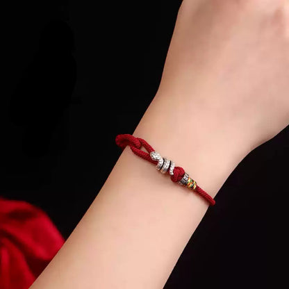 Tibetan Red Rope Bracelet with 925 Silver Soaring Snake Charm
