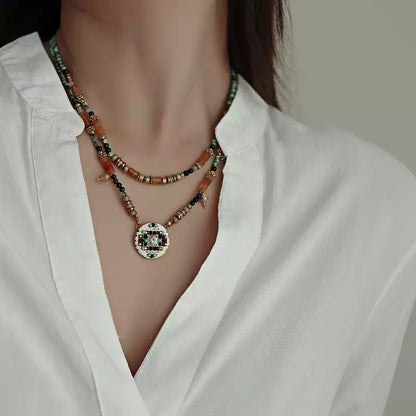 Tibetan Natural Stone Necklace – Turquoise, Lapis, Carnelian, Agate