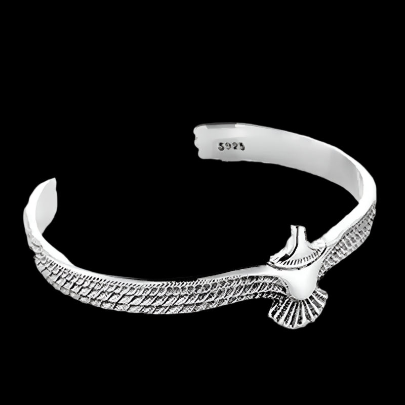 Tibetan Eagle Wing Bracelet – Sterling Silver with Soaring Eagle Motif