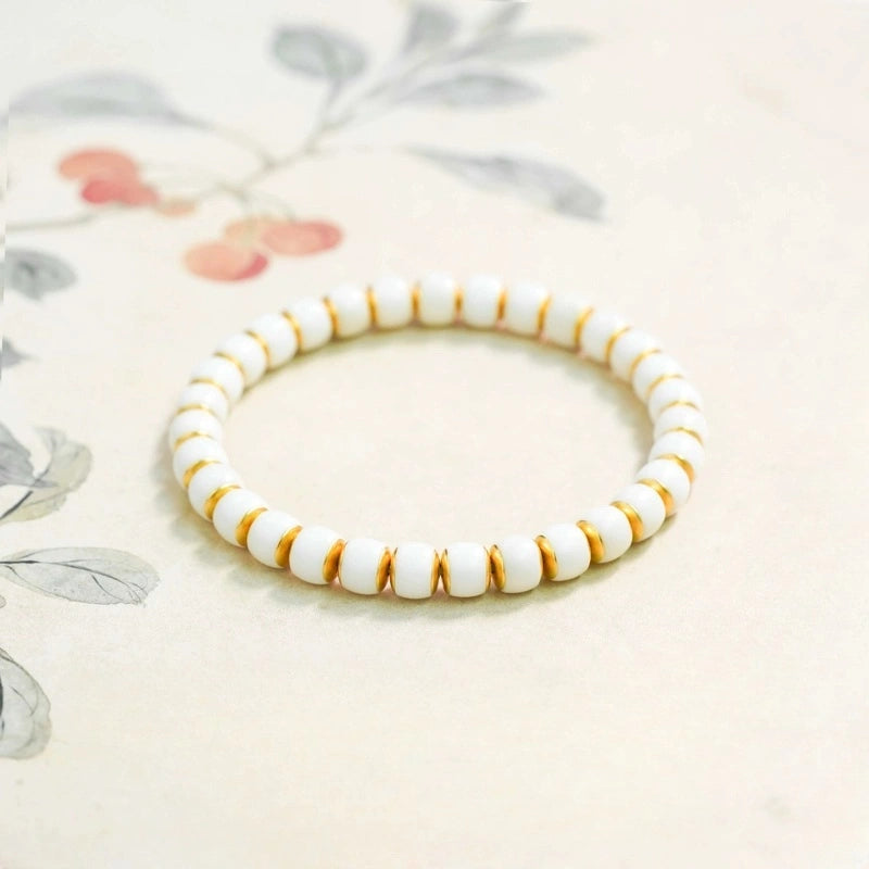 Temple Drill® White Bodhi Root Bead Bracelet
