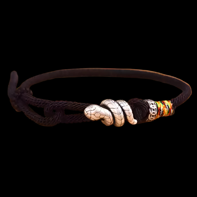 Tibetan Red Rope Bracelet with 925 Silver Soaring Snake Charm