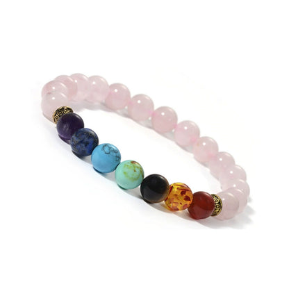Tibetan Mala Bracelet with 7 Chakra Stones – Amethyst & More