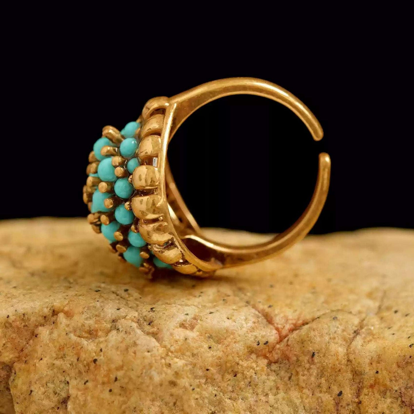 Tibetan Handcrafted Agate and Enamel Ring – Intricate Natural Stone and Traditional Enamel Work