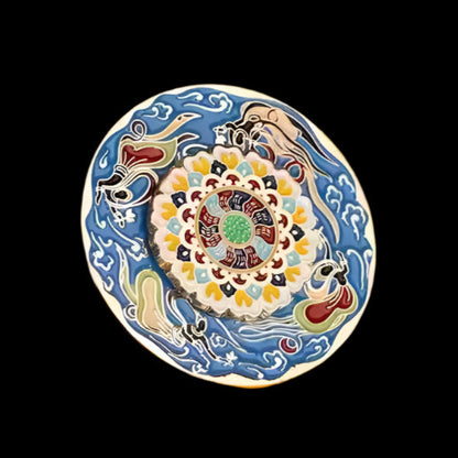 Tibetan Prayer Wheel Fridge Magnet - Rotating Zinc Alloy with Enamel Detail