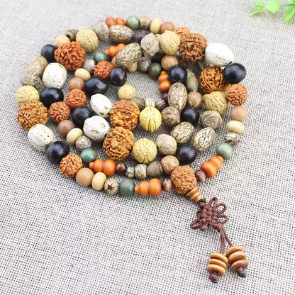 Tibetan Bodhi Seed Bracelet – 108 Beads, Semi-Precious Stones