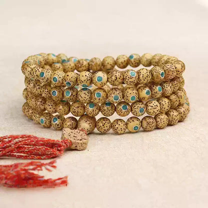Sandalwood & Turquoise Inlaid Buddha 108 Bead Mala