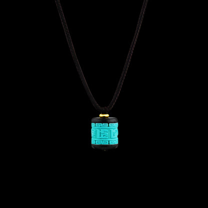 New Chinese Turquoise Om Mani Padme Hum Necklace with Ebony