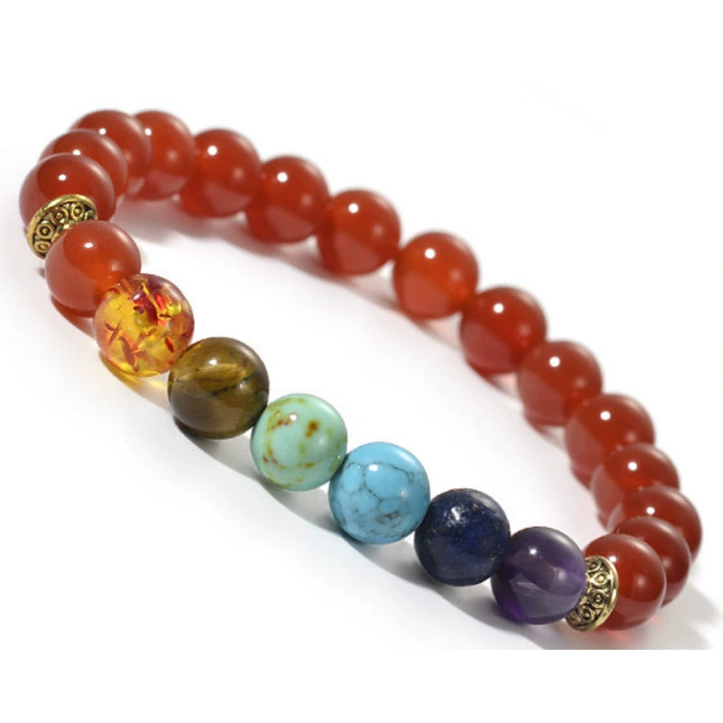 Tibetan Mala Bracelet with 7 Chakra Stones – Amethyst & More