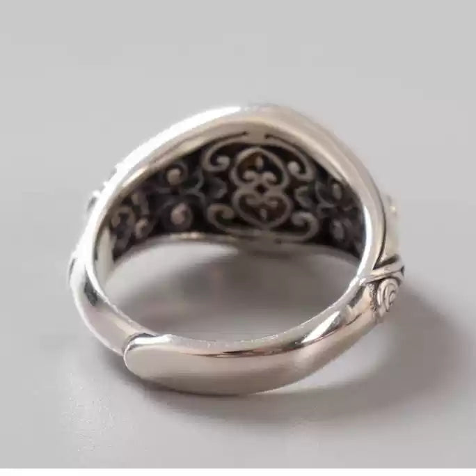 Third Eye Armor® Tibetan Eye Dzi Ring with Snake Motif Setting