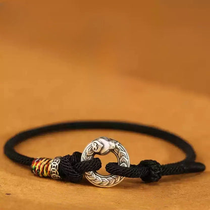 Sterling Silver Snake Amulet Bracelet – Red Cord Luck Charm for New Year