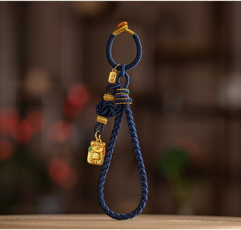 Chinese Dragon Scale Keychain - Handcrafted Nylon Cord with Auspicious Charm