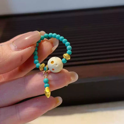 Funky Punky® Tibetan Mammoth Ivory Ring with Turquoise Beads