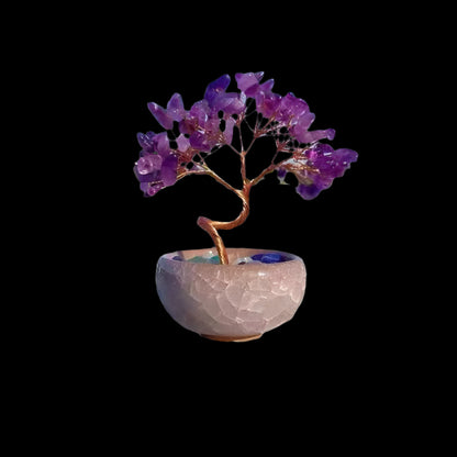 Feng Shui Crystal Money Tree – Wealth & Harmony in Ceramic Bowl