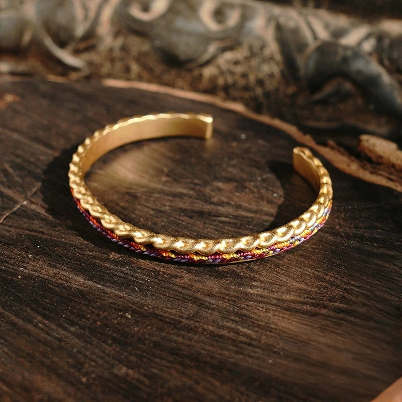 Iron Tapestry® Braided  Narrow Cuff Bracelet in Silver and Gold
