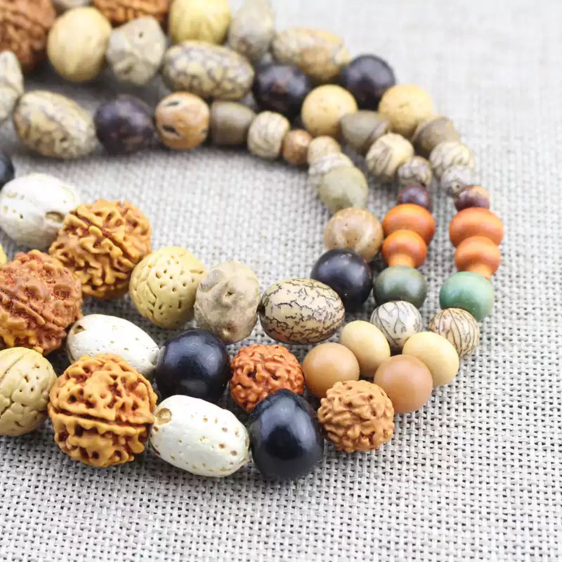 Tibetan Bodhi Seed Bracelet – 108 Beads, Semi-Precious Stones