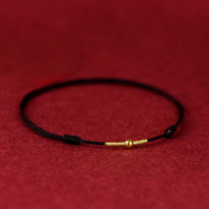 Red Braided Cord Bracelet with Gold Bead for Protection