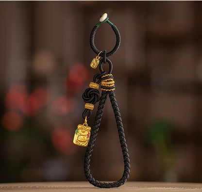 Chinese Dragon Scale Keychain - Handcrafted Nylon Cord with Auspicious Charm