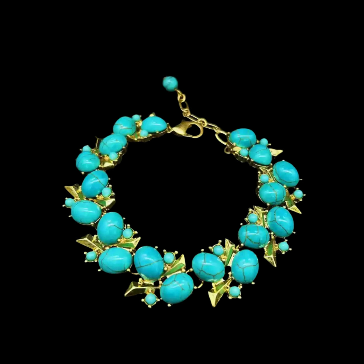 Sky Royal® Turquoise Necklace Bracelet Earrings Set with Gold Accents