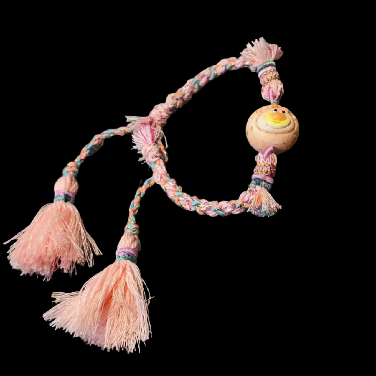 Funky Punky® Handwoven Strawberry Bear Bracelet with Antler Root Bead