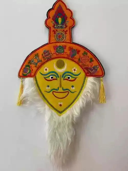 Handcrafted Tibetan Red Embroidered Mask