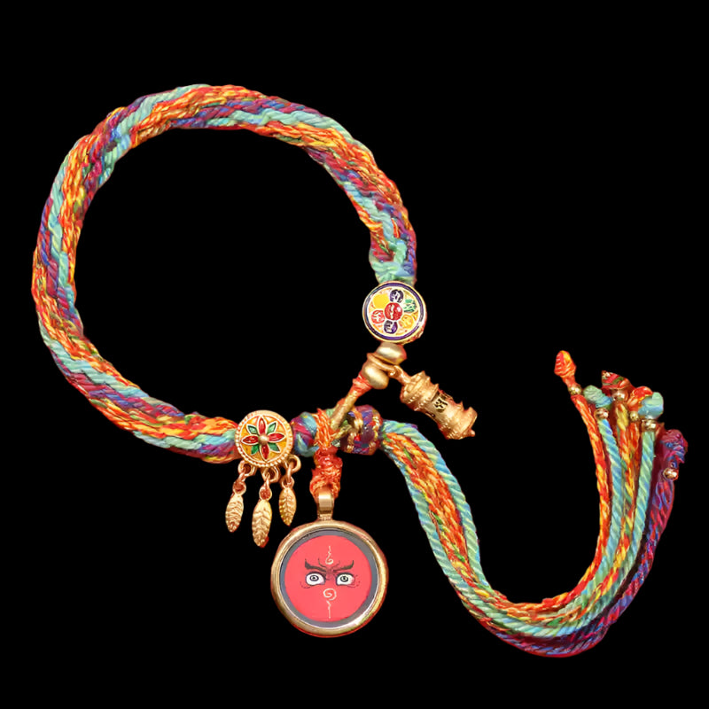 Braids of the Sacred® Tibetan Handwoven Bracelet with Yellow Dzambhala Thangka Charms