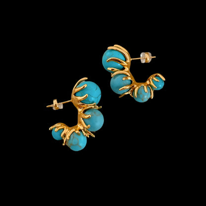 Sky Royal® Turquoise Bead Earrings with Gold Branch