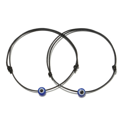 Adjustable Evil Eye Cord Bracelets Set – Handwoven String (2pcs)