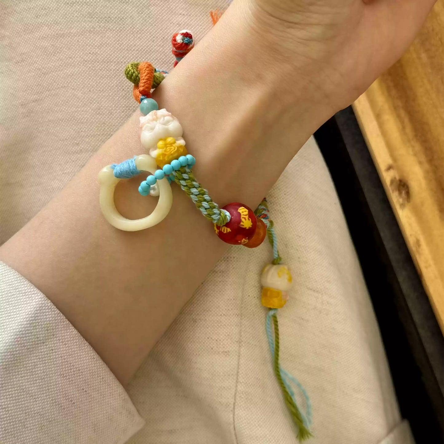 Funky Punky® Tibetan Rainbow Cord Bracelet with Yak Bone Charms
