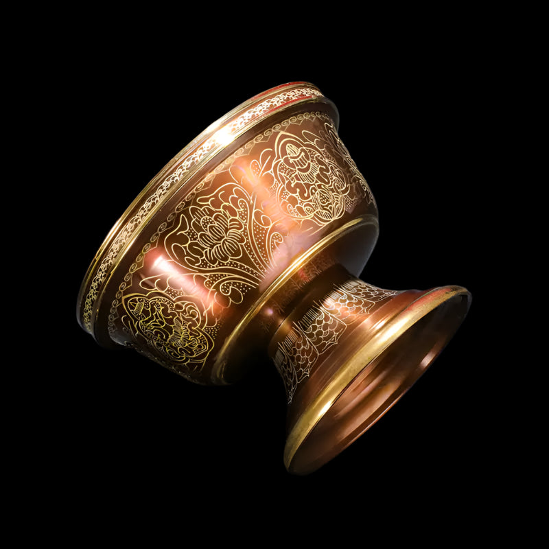 Brass Offering Water Bowl – Tibetan Buddhist Ritual Water Cup with Eight Auspicious Symbols Product Overview