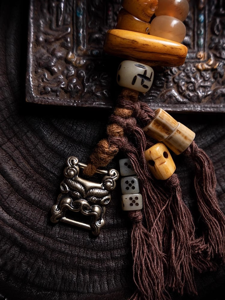Circle of Life® Tibetan Yak Bone Skull Bead Bracelet with Tassel