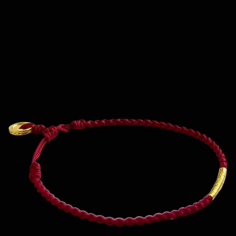 Traditional Tibetan Knotted Red String Bracelet – Handwoven Fortune Charm