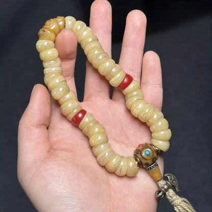 Sacred Gutline® Tibetan Intestine Bone Mala Bracelet with Glass Beads
