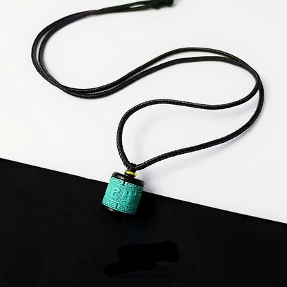 New Chinese Turquoise Om Mani Padme Hum Necklace with Ebony