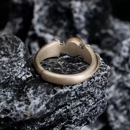Tibetan Wisdom Mantra Ring with Antique Silver & Gold Detailing