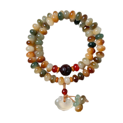 Tibetan Bodhi Seed Double Wrap Bracelet with Peace Lock Charm
